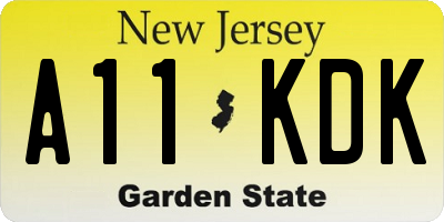NJ license plate A11KDK