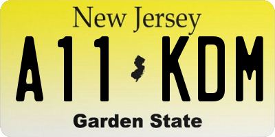 NJ license plate A11KDM