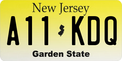 NJ license plate A11KDQ