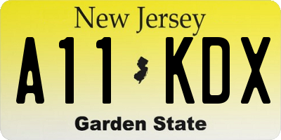 NJ license plate A11KDX