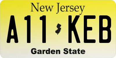 NJ license plate A11KEB