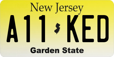 NJ license plate A11KED
