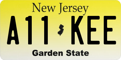 NJ license plate A11KEE