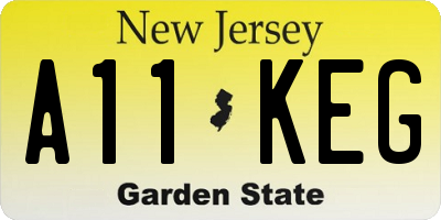 NJ license plate A11KEG