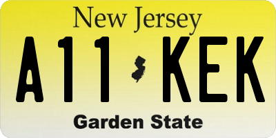 NJ license plate A11KEK