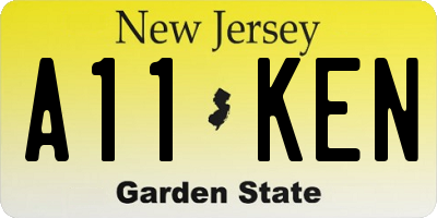 NJ license plate A11KEN