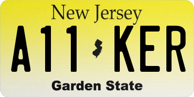 NJ license plate A11KER