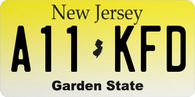NJ license plate A11KFD