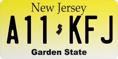 NJ license plate A11KFJ