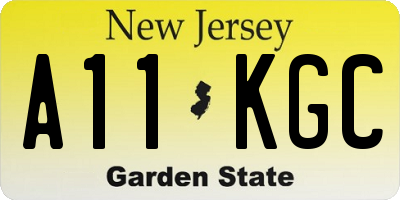 NJ license plate A11KGC