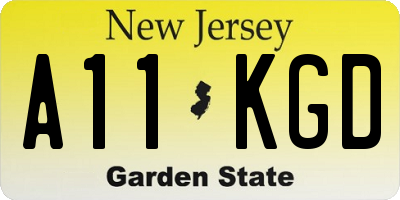 NJ license plate A11KGD