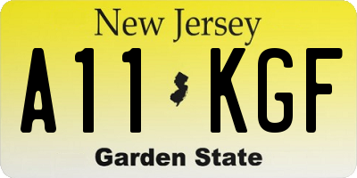 NJ license plate A11KGF