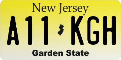 NJ license plate A11KGH
