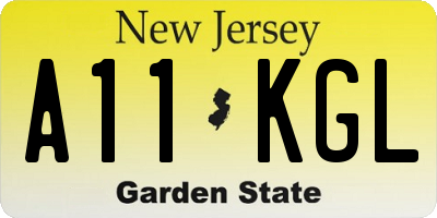 NJ license plate A11KGL