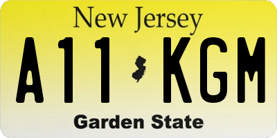 NJ license plate A11KGM