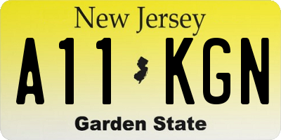 NJ license plate A11KGN