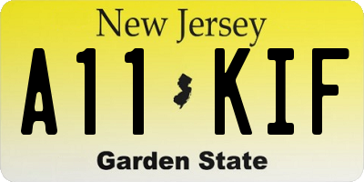 NJ license plate A11KIF