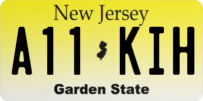 NJ license plate A11KIH