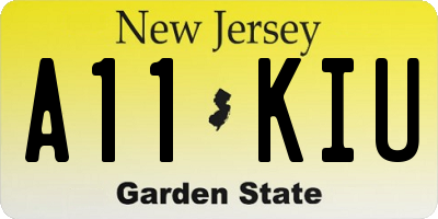 NJ license plate A11KIU