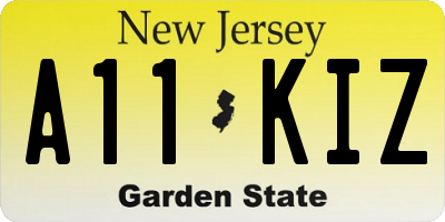 NJ license plate A11KIZ