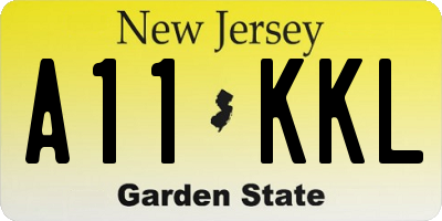 NJ license plate A11KKL