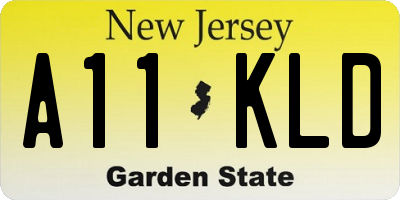 NJ license plate A11KLD