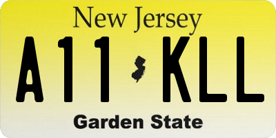 NJ license plate A11KLL
