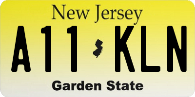 NJ license plate A11KLN