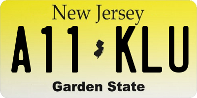 NJ license plate A11KLU