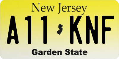 NJ license plate A11KNF