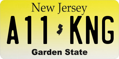 NJ license plate A11KNG