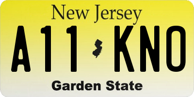 NJ license plate A11KNO