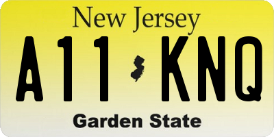 NJ license plate A11KNQ