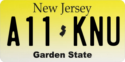 NJ license plate A11KNU