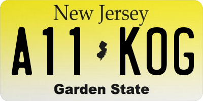NJ license plate A11KOG