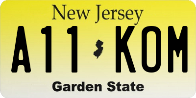 NJ license plate A11KOM