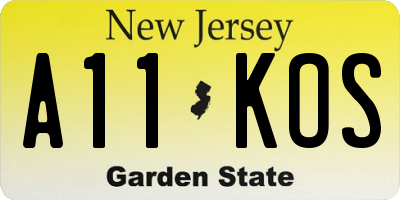 NJ license plate A11KOS
