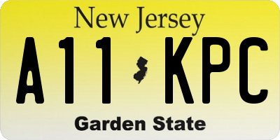 NJ license plate A11KPC