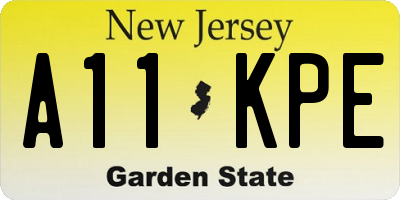 NJ license plate A11KPE