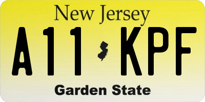 NJ license plate A11KPF