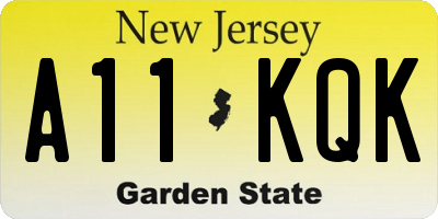 NJ license plate A11KQK