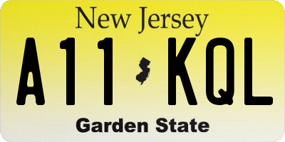 NJ license plate A11KQL