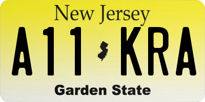NJ license plate A11KRA