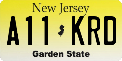 NJ license plate A11KRD