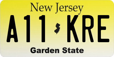 NJ license plate A11KRE