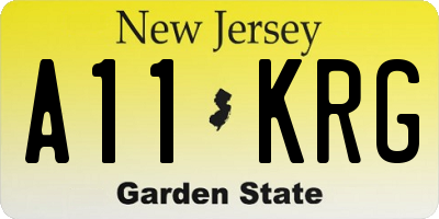 NJ license plate A11KRG