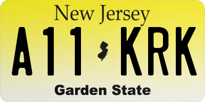 NJ license plate A11KRK