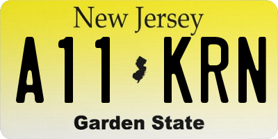 NJ license plate A11KRN