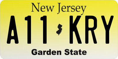 NJ license plate A11KRY