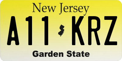 NJ license plate A11KRZ